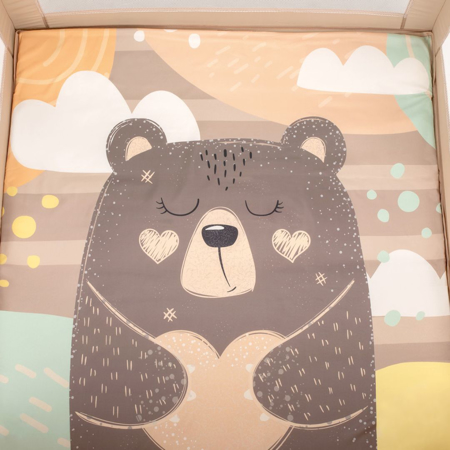 KikkaBoo® Otroška stajica 97x97 Enjoy Beige Bear