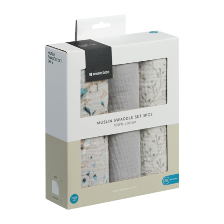 Slika za KikkaBoo® Tetra pelene od muslina 3 komada 75x75 cm Dreamy Fields Grey