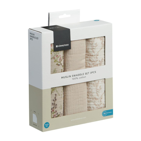 Slika za KikkaBoo® Tetra pelene od muslina 3 komada 75x75 cm Secret Garden Beige
