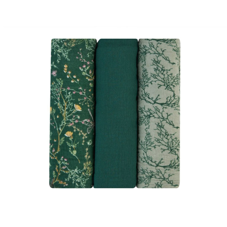 KikkaBoo® Povijalne pleničke iz muslina 3 kosi 100x100 cm Secret Garden Green