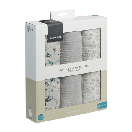 Slika za KikkaBoo® Muslin pelene 3 komada 100x100 cm Dreamy Fields Grey