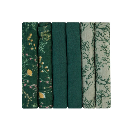 KikkaBoo® Krpice za umivanje iz muslina 6 kosov 30x30 cm Secret Garden Green