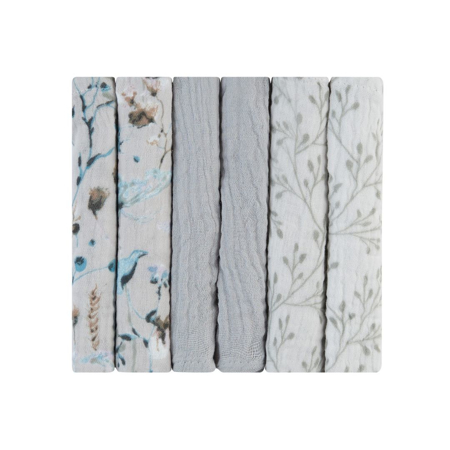 KikkaBoo® Panni per il lavaggio 6 pezzi 30x30 cm Dreamy Fields Grey