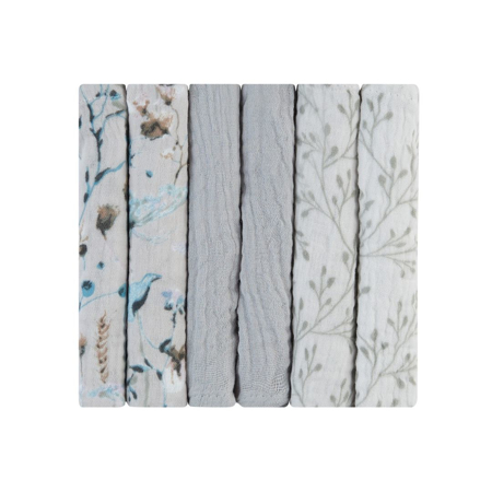Picture of KikkaBoo® Muslin cloth set 6 pcs 30x30 cm Dreamy Fields Grey