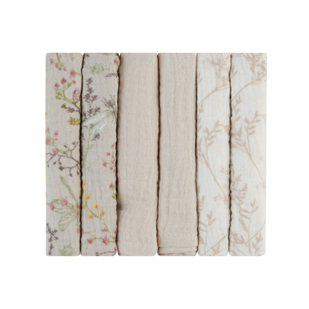 KikkaBoo® Muslin krpe za kupanje 6 komada 30x30 cm Secret Garden Beige