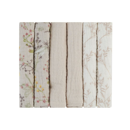 Picture of KikkaBoo® Muslin cloth set 6 pcs 30x30 cm Secret Garden Beige