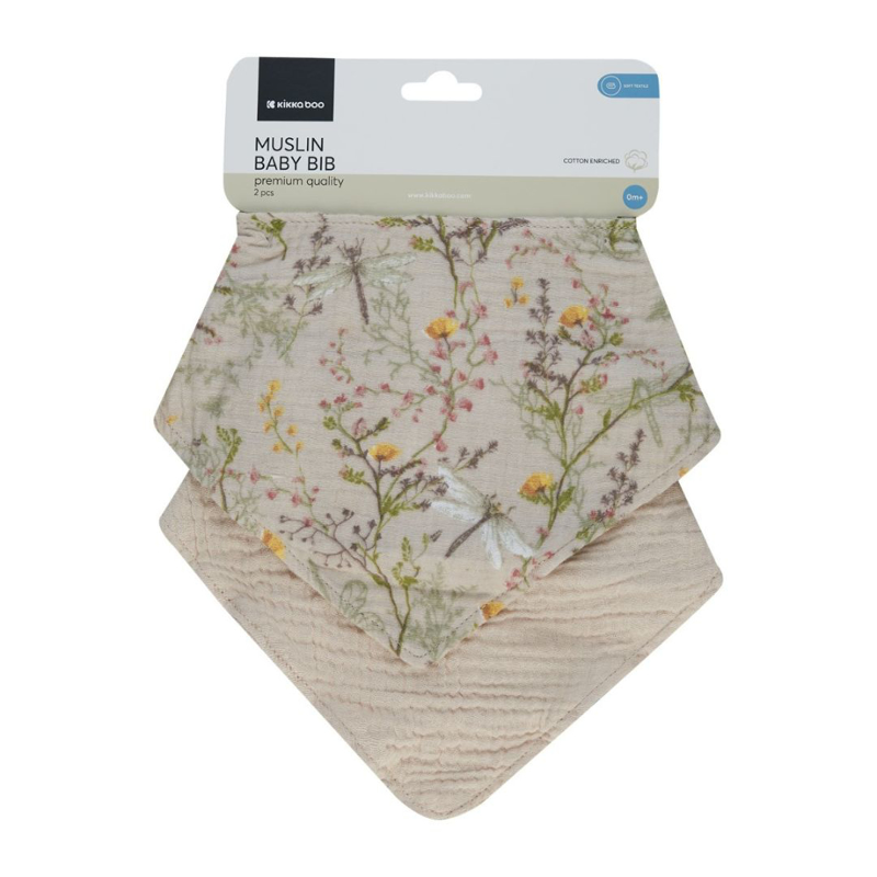 Slika za KikkaBoo® set od 2 muslin podbradnjaka Secret Garden Beige