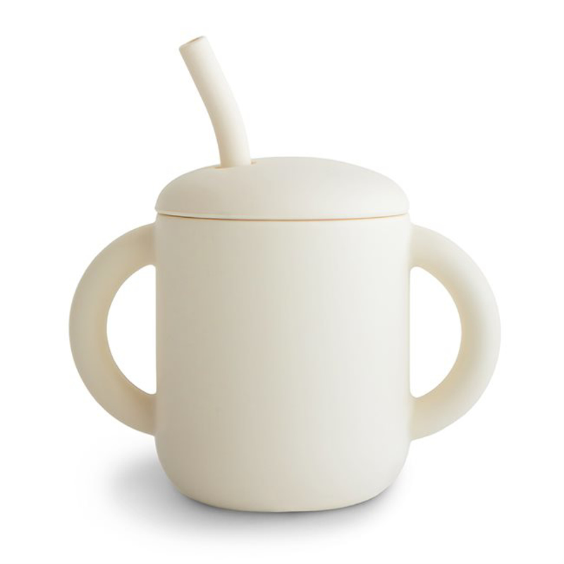 Immagine di Mushie® Tazza con cannuccia in silicone Ivory