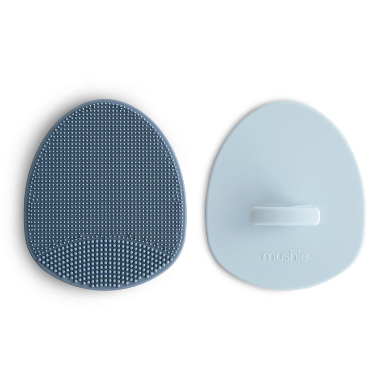 Mushie® Silikonska krtača za odstranjevanje lusk 2 kosa Tradewinds/Periwinkle