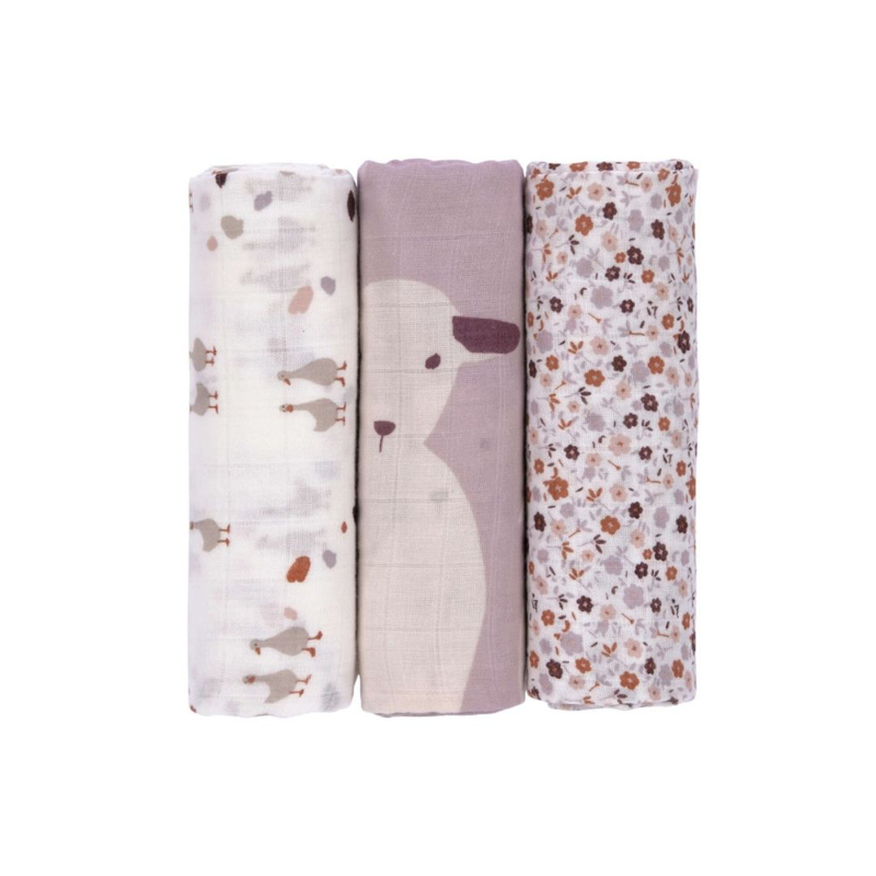 Picture of Lässig® Swaddle 3 pcs 80x80 Tiny Farmer Flowers