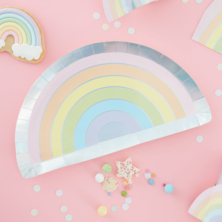 Slika Ginger Ray® Papirnati krožniki Pastel Rainbow 8 kosov