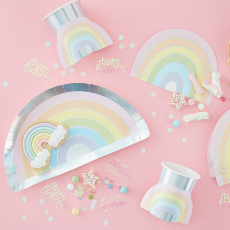 Slika za Ginger Ray® Rainbow papirnati tanjuri Pastel Rainbow 8 komada