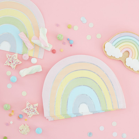 Ginger Ray® Rainbow papirnate serviete Pastel Rainbow 16 kosov