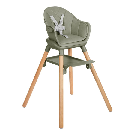 KikkaBoo® Otroški stol za hranjenje 2v1 Woody Army Green