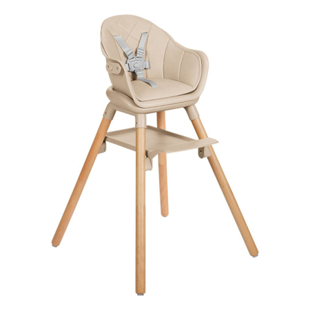 KikkaBoo® Otroški stol za hranjenje 2v1 Woody Beige