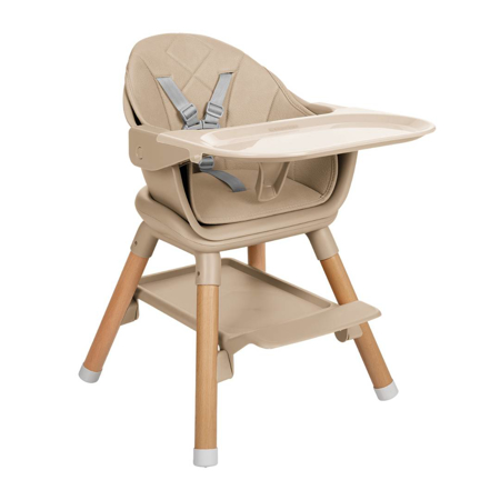 KikkaBoo® Otroški stol za hranjenje 2v1 Woody Beige