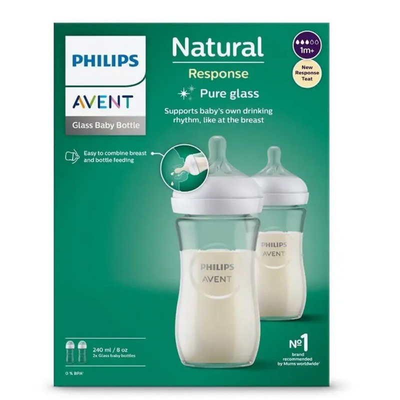 Philips AVENT® Steklena steklenička s cucljem Natural Response 240ml