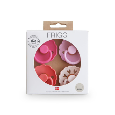 Slika Frigg® Set 4 dudic iz kavčuka Rosy Romance (0-6m)