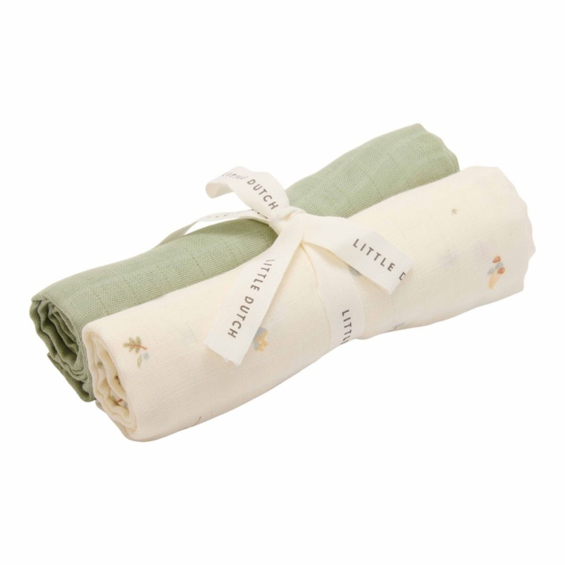 Little Dutch® Komplet 2 tetra pleničk Forest Treasures/Sage 70x70