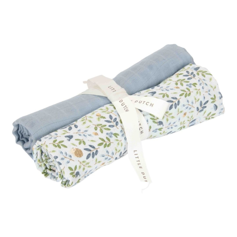 Little Dutch® Komplet 2 tetra pleničk Forest Adventure/Denim Blue 70x70