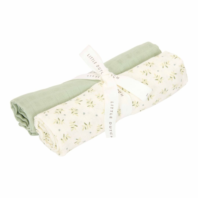 Slika za Little Dutch® Komplet 2 tetra pelene Blueberry Leaves/Sage 70x70