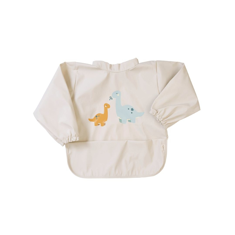 Saro Baby® Nepremočljivi slinček z rokavi Dinos Sand