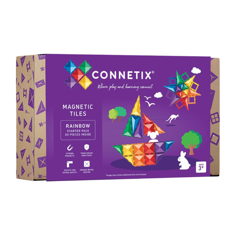 Connetix® Magnetne ploščice Rainbow Starter Pack 60-delni