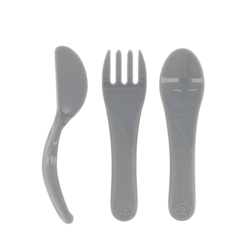 Twistshake® Začetni jedilni pribor (6+m) Pastel Grey