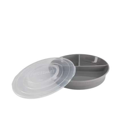 Slika Twistshake® Deljeni krožnik 210ml+2x90ml (6+m) Pastel Grey