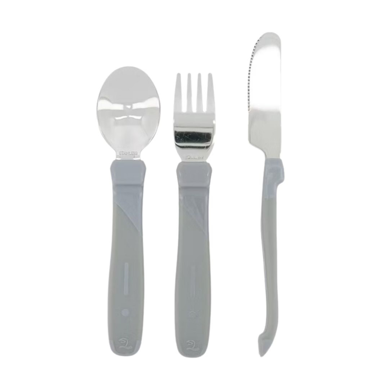 Twistshake® Jedilni pribor z nerjavečim jeklom (12+m) Pastel Grey