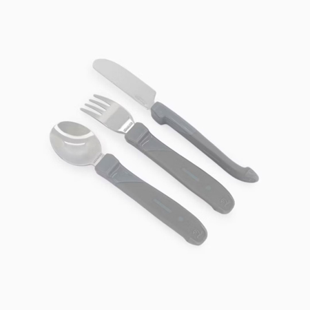 Twistshake® Jedilni pribor z nerjavečim jeklom (12+m) Pastel Grey