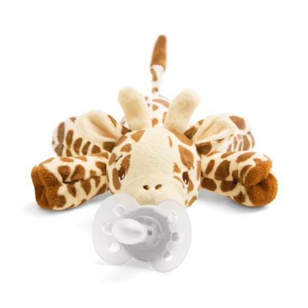 Slika Philips AVENT® Tolažilna duda iz silikona s pliš igračo Žirafa Soft Snuggle