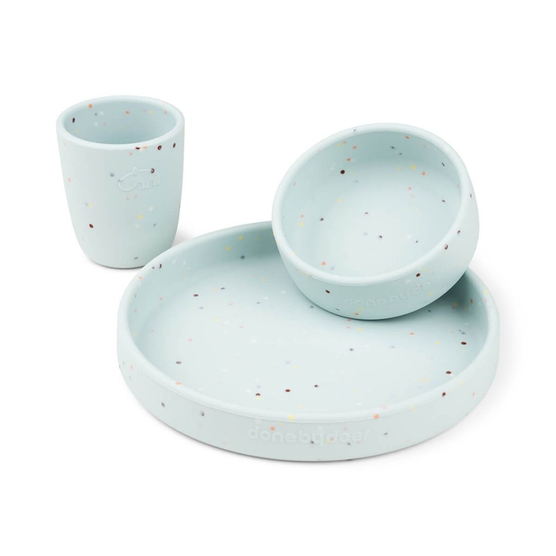 Done by Deer®  Silikonski set za hranjenje Confetti Blue