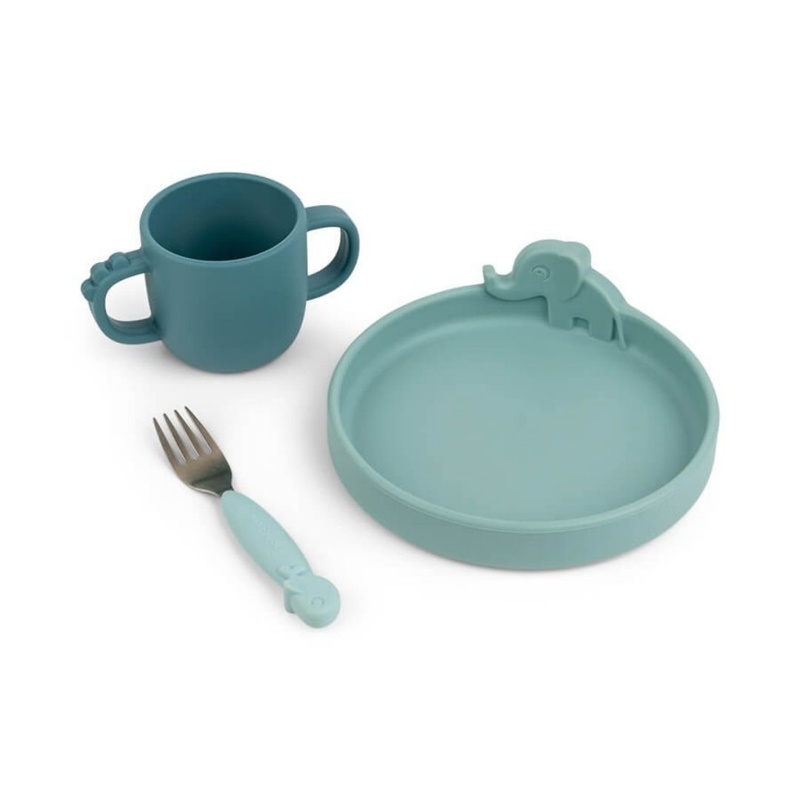 Picture of Done by Deer® Feeding Set Peekaboo Blue 