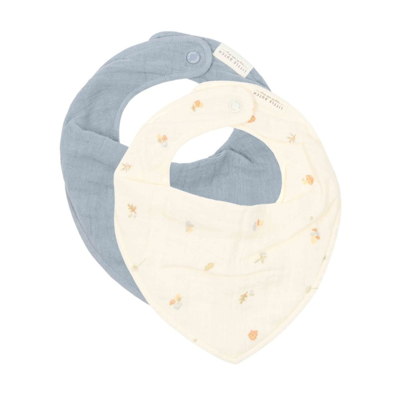 Slika za Little Dutch® Pamučne podbradnice Forest Treasures & Denim Blue 2 kom