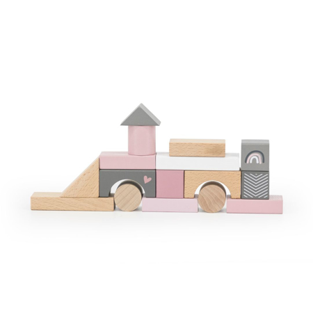 Picture of Label Label® Wooden Blocks Pink 50 pcs