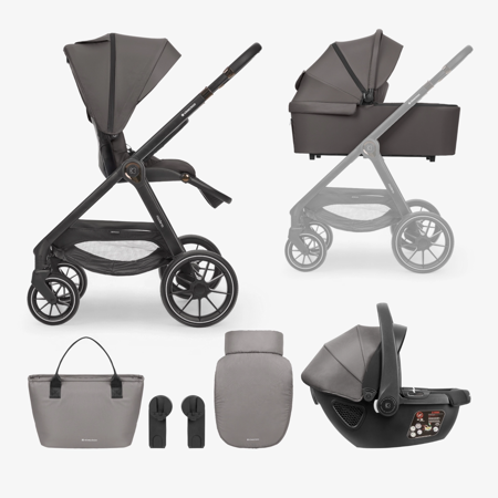 Slika KikkaBoo® Otroški voziček s košaro 3v1 Modena Dark Grey