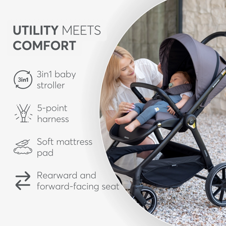 Slika za  KikkaBoo® Dječja kolica s košarom 3u1 Modena Dark Grey