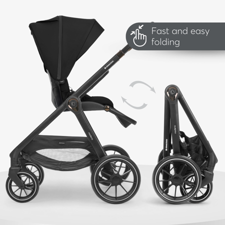 KikkaBoo® Otroški voziček s košaro 3v1 Modena Black