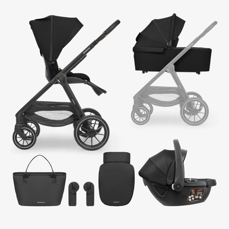 Slika KikkaBoo® Otroški voziček s košaro 3v1 Modena Black