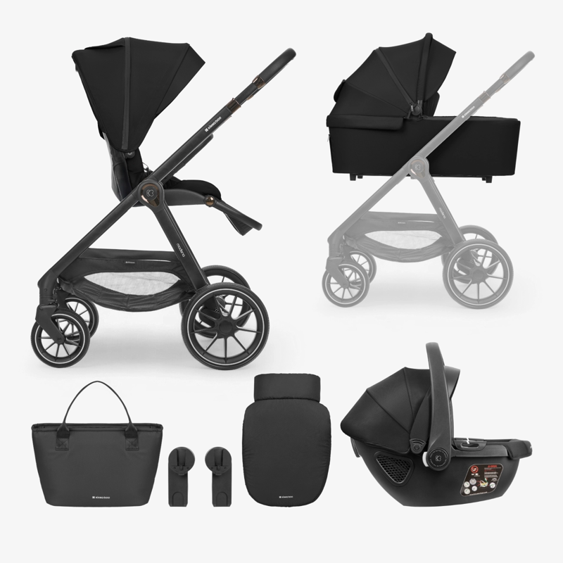 KikkaBoo® Otroški voziček s košaro 3v1 Modena Black