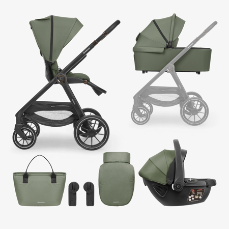 Slika KikkaBoo® Otroški voziček s košaro 3v1 Modena Army Green