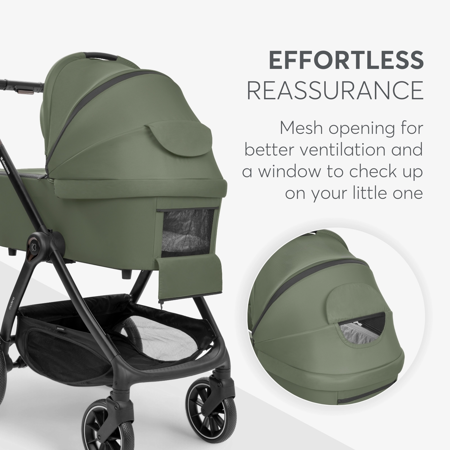 KikkaBoo® Otroški voziček s košaro 3v1 Modena Army Green