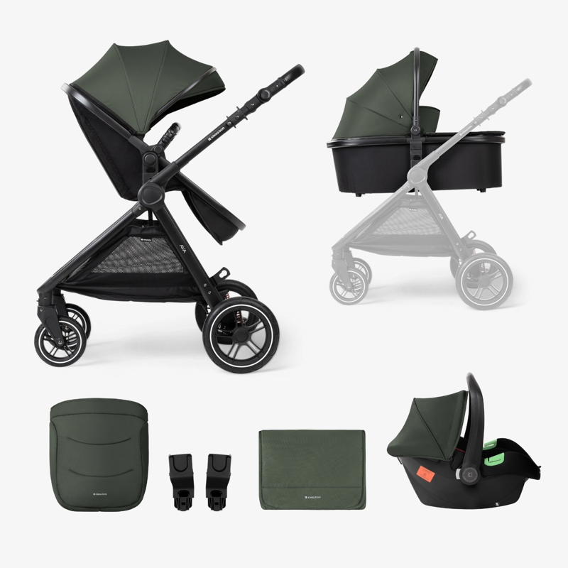 Slika za KikkaBoo® Dječji kolica s košarom 3u1 Ava Army Green