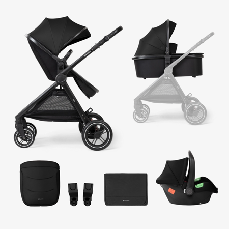 Slika KikkaBoo® Otroški voziček s košaro 3v1 Ava Black