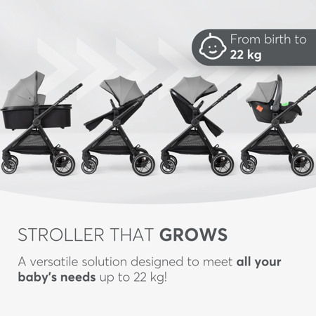 Picture of KikkaBoo® Stroller with carrycot 3v1 Ava Grey