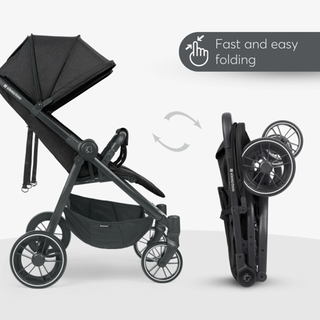 KikkaBoo® Otroški voziček za dvojčke Happy 2 Dark Grey