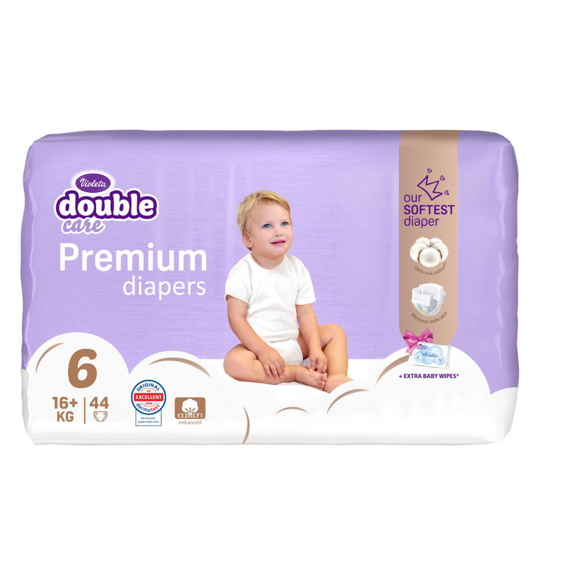 Violeta® Plenice Cotton Touch 6 (16kg+) 44 kosov + Vlažilni robčki Water Care