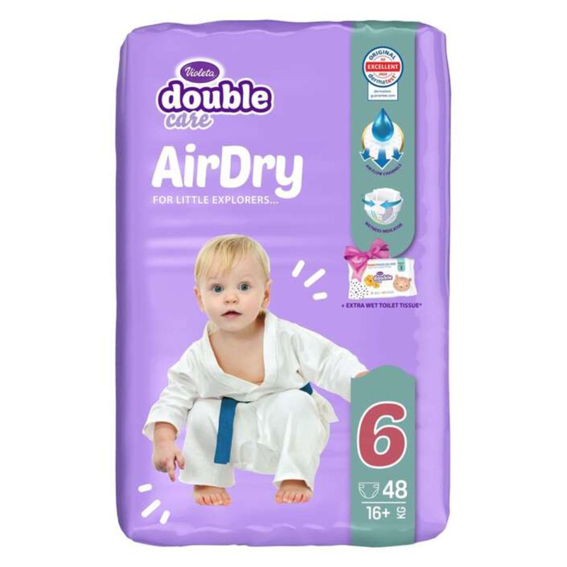 Violeta® Plenice Air Dry 6 Junior Plus (16kg+) Jumbo 48 + Darilo Baby vlažni robčki