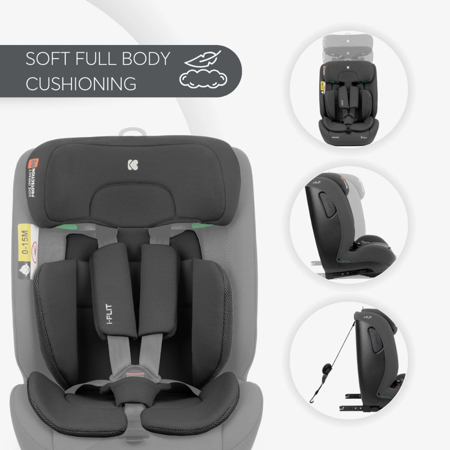KikkaBoo® Otroški avtosedež i-Flit i-SIZE (76-150 cm) Dark Grey